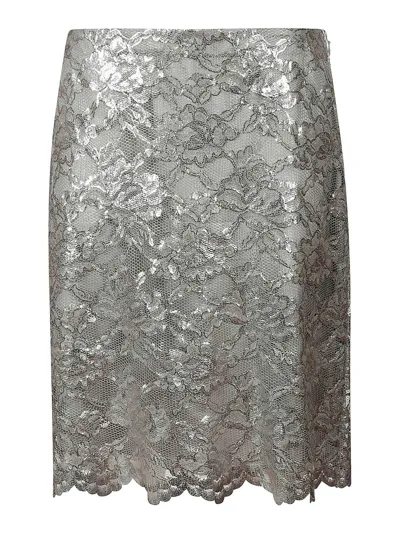 Aspesi Laced Metallic Skirt In Gris