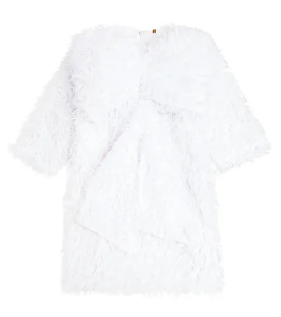 Caroline Bosmans Kids' Bow-detail Feather Dress In White