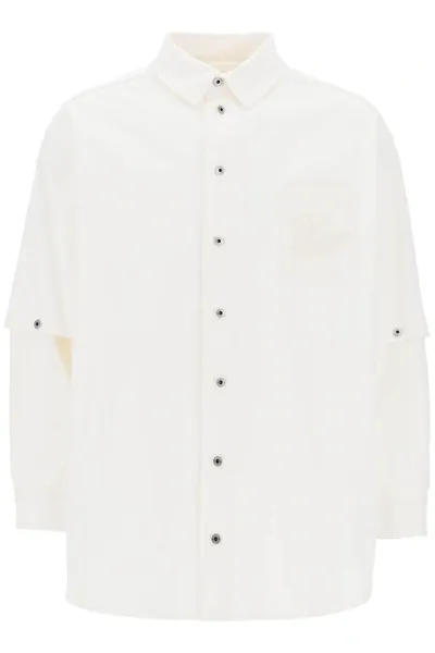 Off-white 90s Logo Overshirt In Raw White Cotton For Men