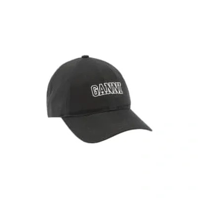 Ganni Black Embroidered Logo Cap