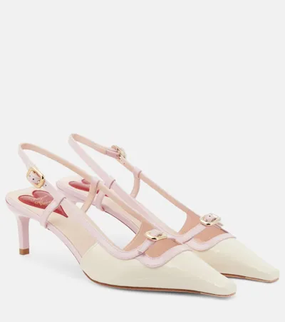 Roger Vivier Viv' Canard Leather Slingback Pumps In White