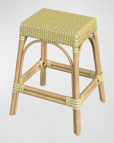 Butler Specialty Co Emery Rattan Counter Stool, 24.5" In Yellow, White