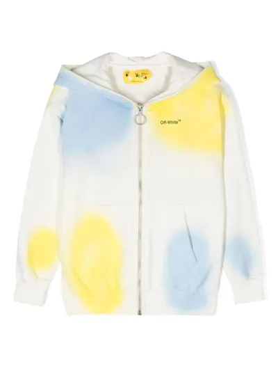 Off-white Little Kid's & Kid's Color Spot Zip-up Hoodie Sweatshirt In White