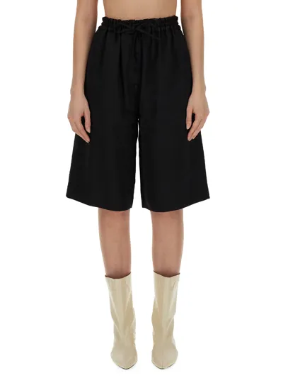 Jil Sander High-rise Knit Bermuda Shorts In Black