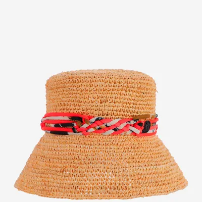 Maison Michel Axel Raffia Bucket Hat In Red