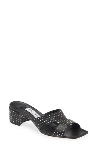 Jimmy Choo Ellison Leather Mules In Blacksilver