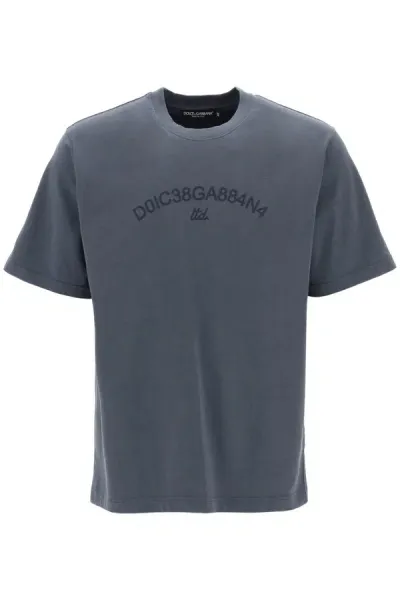 Dolce & Gabbana Cotton T-shirt With Logo In Gray