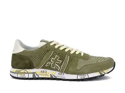 Pre-owned Premiata Herren Eric 6604 Schuh Turnschuhe Aus Wildleder Perforiert Grün