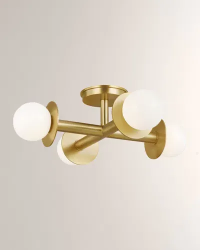 Visual Comfort Studio 4 - Light Flush Mount Nodes By Kelly Wearstler In Burnished Brass