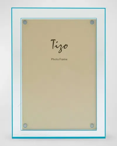 Tizo Lucite Double Border Frame, 4" X 6" In Clear &amp; Turquoise