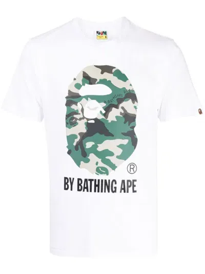 A Bathing Ape Logo-print Cotton T-shirt In White