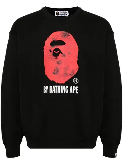 A Bathing Ape Logo Print Sewatshirts In Black