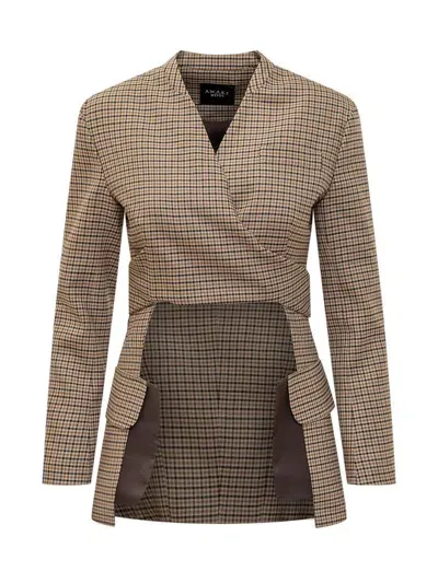 A.w.a.k.e. Collarless Blazer In Brown