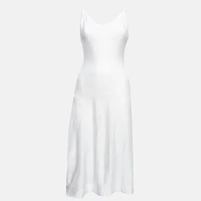 Pre-owned Alaïa White Pinhole Pattern Knit Sleeveless Mini Dress L