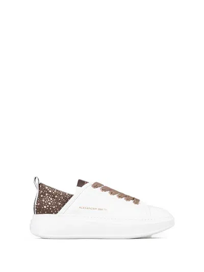 Alexander Smith Wembley Sneaker White Bronze Leather In Bianco Bronzo