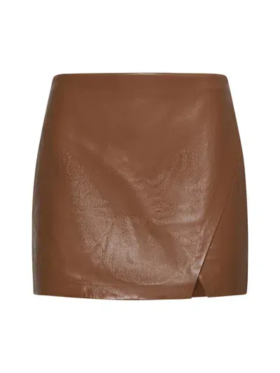 Alice And Olivia Siobhan Vegan Wrap Mini Skirt In Camel