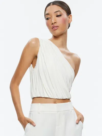 Alice And Olivia Jeane Draped Cropped Top In White