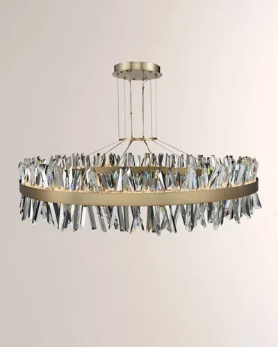 Allegri Crystal By Kalco Lighting Glacier 60" Led Round Chandelier In Brushed Champagne Gold