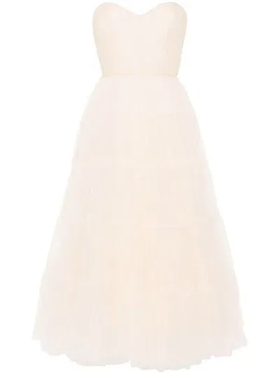 Ana Radu Tulle Midi Dress In Nude