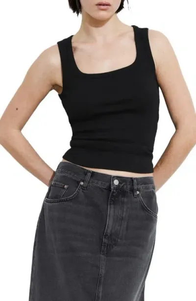 & Other Stories Stretch Cotton Tank In Black Dark