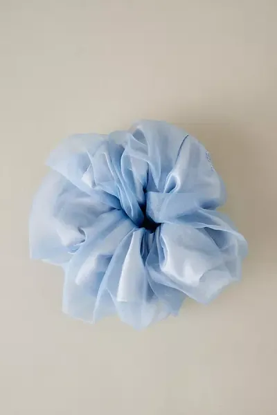 Anthropologie Extra-large Organza Hair Scrunchie In Blue