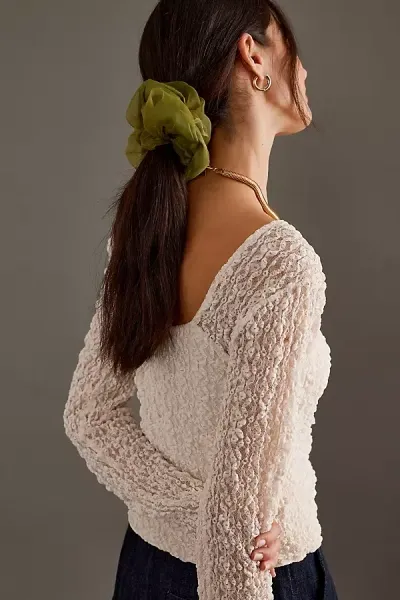 Anthropologie Extra-large Organza Hair Scrunchie In Green