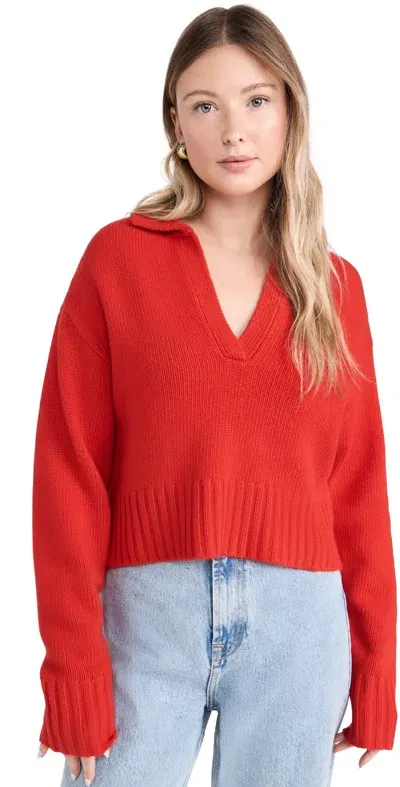 Apiece Apart Split Neck Henley Sweater Chili