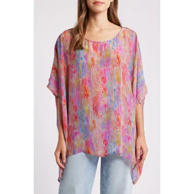 Apny Print Dolman Sleeve Top In Pink Multi