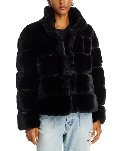 Aqua Eva Faux Fur Jacket - Exclusive In Black