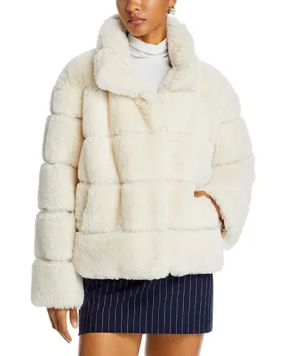 Aqua Eva Faux Fur Jacket - Exclusive In White