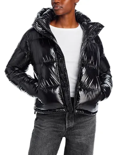 Aqua Lacquer Lexie Puffer Jacket - Exclusive In Onyx