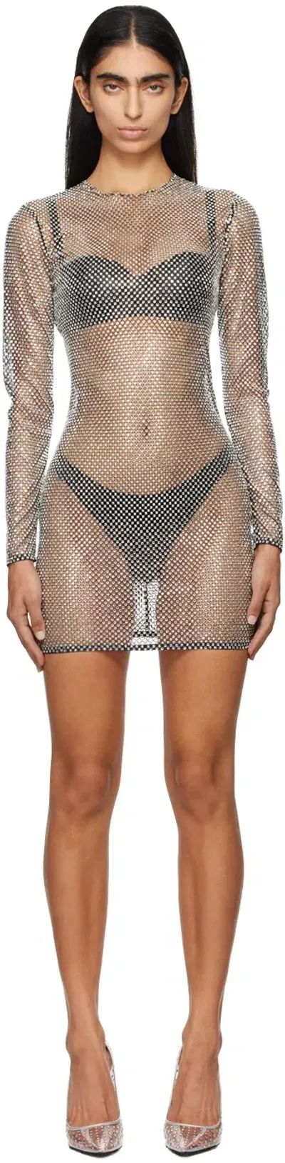 Ashley Williams Black Vegas Minidress In Stretch Fishnet