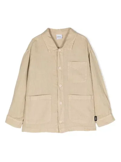 Aspesi Kids' Button-fastening Linen Shirt In Neutrals