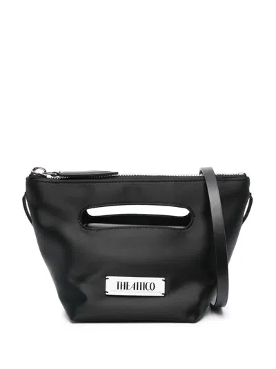 Attico Via Del Giardini Satin Crossbody Bag In Black