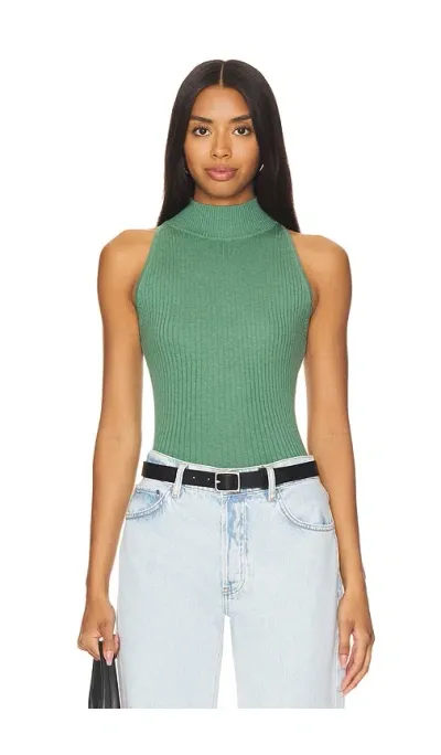 Autumn Cashmere Rib Mock Halter In Green