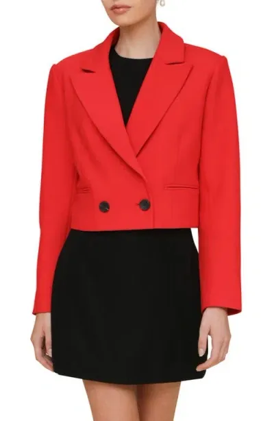 Avec Les Filles Boxy Crop Blazer In Red