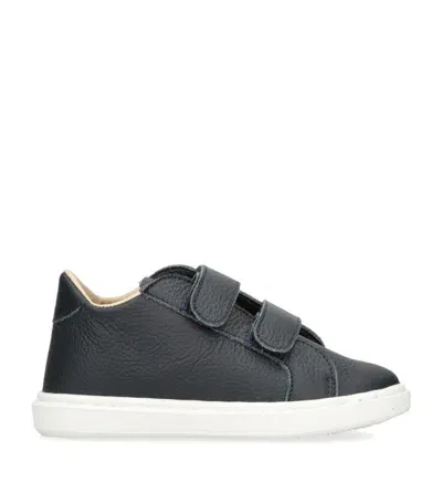 Babywalker Kids' Leather Velcro Sneakers In Navy