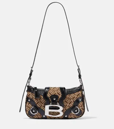 Balenciaga Essex Small Jacquard Shoulder Bag In Brown