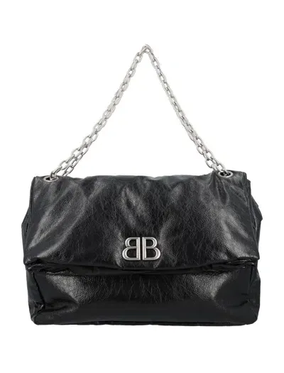 Balenciaga Monaco Chain Bag In Black/black