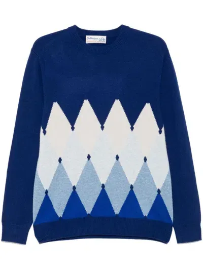 Ballantyne Argyle-intarsia Sweater In Blue