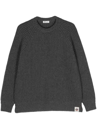 Bally Logo-patch Wool Jumper In Grey