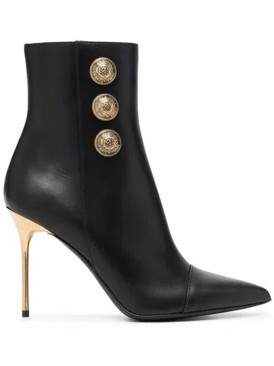 Balmain Leather Roni Boots 95 In Black