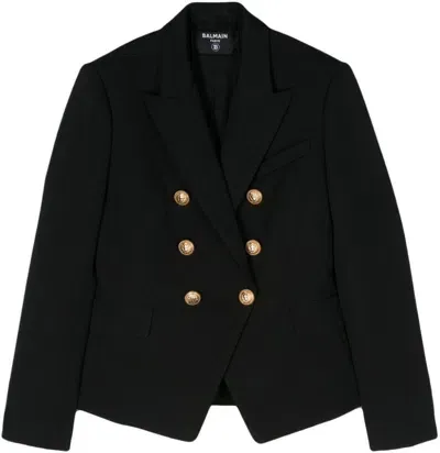 Balmain 6-button Double-breasted Wool Blazer In Black