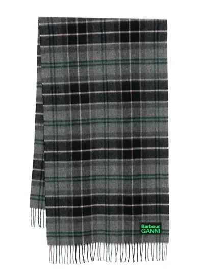 Barbour X Ganni Checked Scarf In Multicolour