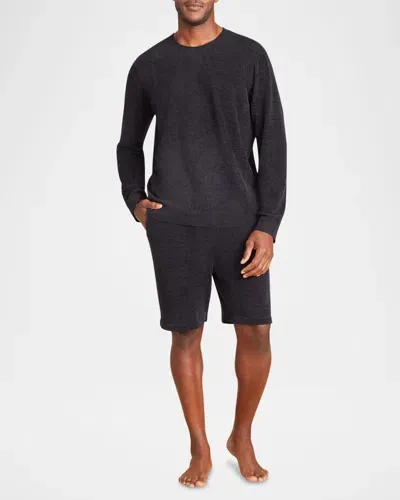 Barefoot Dreams Men's Cozychic Ultra Lite Roll Neck Crewneck Sweater In Black