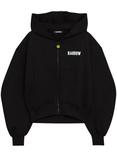 Barrow Logo Zip-up Hoodie In Black