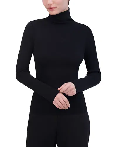 Bcbgmaxazria Mock Neck Long Sleeve Top In Noir