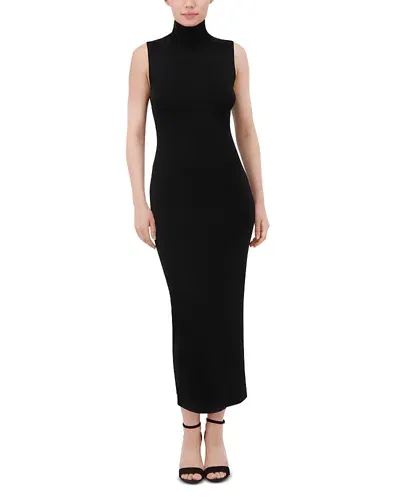 Bcbgmaxazria Sleeveless Mock Neck Midi Dress In Noir