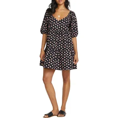 Billabong Breezy Palms Floral Cotton Sundress In Black Pebble