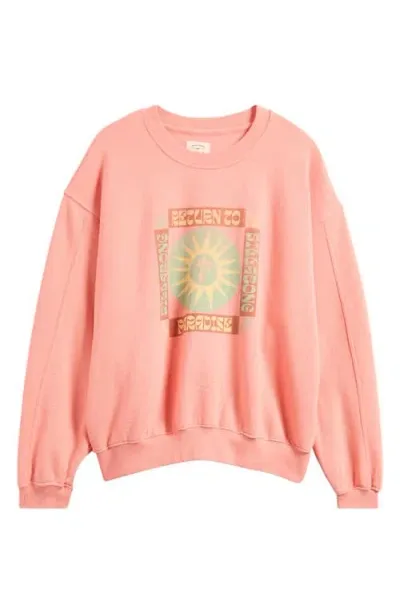 Billabong Twisties Kendall Graphic Cotton Blend Crewneck Sweatshirt In Peach Out